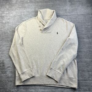 Polo Ralph Lauren Sweater Mens Large Beige Tan Shawl Collar Pony Embroidered